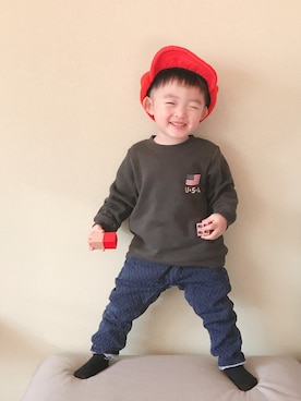 「2歳5ヶ月」｜「アイテム（その他）」を使った、モリコさん（キッズ・80cm）の冬コーディネート