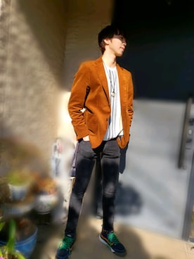 「韓国風コーデ」｜「アイテム（ジャケット/アウター）」を使った、koさん（メンズ・187cm）の秋コーディネート