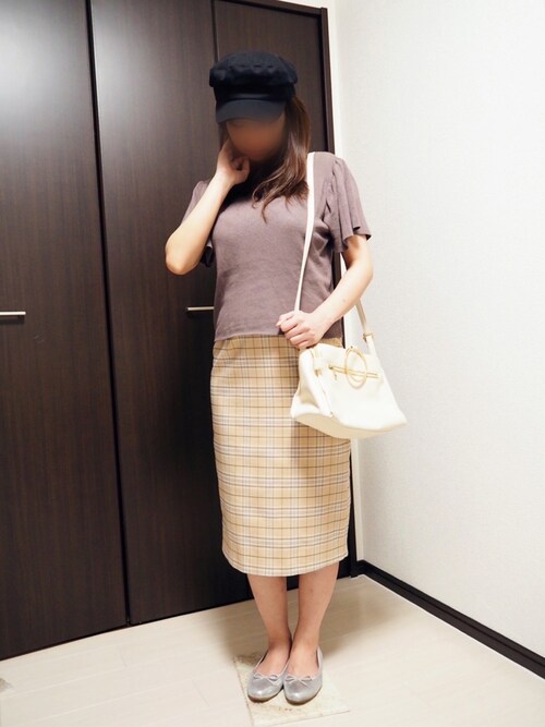 サス付チェック柄ナロー／スカートを使った人気ファッションコーディネート - WEAR