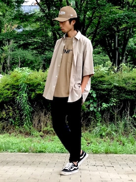 「ジーユーコーデ」｜「アイテム（キャップ）」を使った、masastepさん（メンズ・178cm）の夏コーディネート