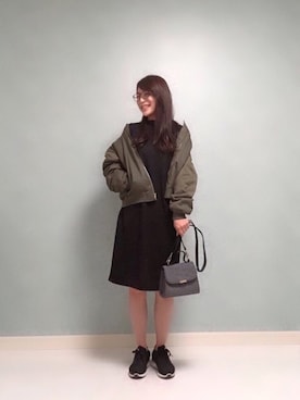 「koe（コエ）のアイテム（MA-1）」を使った、うまちゃん@mさん（レディース・166cm）の秋コーディネート