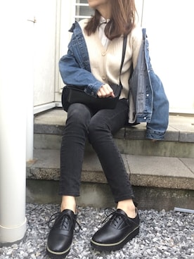 「GRL（グレイル）の厚底レースアップシューズ（その他シューズ）」を使った、かおるさん（レディース・155cm）の春コーディネート