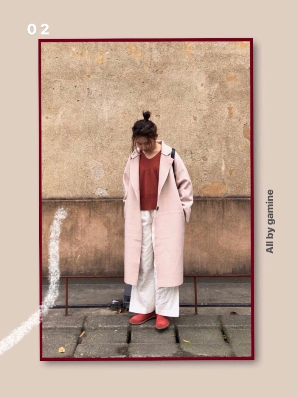 「e23bbb、GASTONLUGA、BAG、gamine、ootd、red、Dr.Martens」｜「gamineのアイテム（ニット/セーター、レッド系）」を使った、B o o 🥣さん（レディース・151cm）の冬コーディネートの1枚目の写真