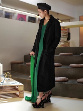 「Yohji Yamamoto（ヨウジヤマモト）のアイテム（ピーコート）」を使った、hellovintage唯特质さん（レディース・165cm）の秋コーディネート