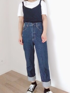 「GRL（グレイル）のリブニットキャミソール（キャミソール）」を使った、ぷんさん（レディース・155cm）の夏コーディネート