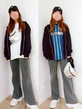 Gu ジーユー のパーカー ブラック系 を使ったレディース人気ファッションコーディネート Wear