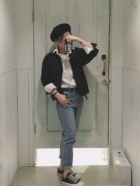 「ニコアンド」｜「アイテム（その他トップス）」を使った、KYOZさん（レディース・156cm）の春コーディネート