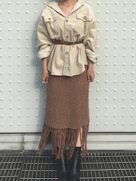 「ロンクスカート」｜「アイテム（ジャージ）」を使った、KYOZさん（レディース・156cm）の秋コーディネート