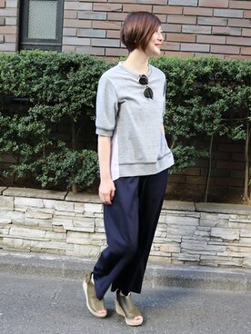 「アイテム（サンダル、グリーン系）」を使った、naruさん（レディース・163cm）の夏コーディネート