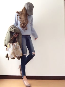 「JEANASIS（ジーナシス）のアイテム（モッズコート）」を使った、haruさん（レディース・164cm）の冬コーディネート