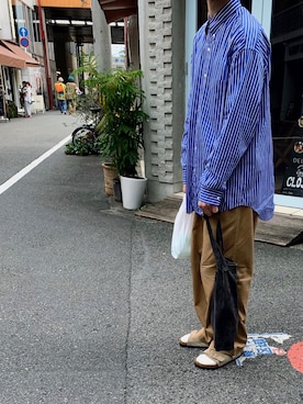 「Graphpaper（グラフペーパー）のアイテム（チノパンツ）」を使った、k_u_nioさん（メンズ・171cm）の夏コーディネート