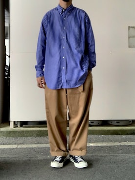「Graphpaper（グラフペーパー）のアイテム（チノパンツ）」を使った、k_u_nioさん（メンズ・171cm）の秋コーディネート