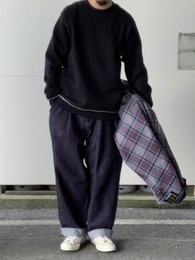 「markaware（マーカウェア）のアイテム（スウェット）」を使った、k_u_nioさん（メンズ・171cm）の冬コーディネート