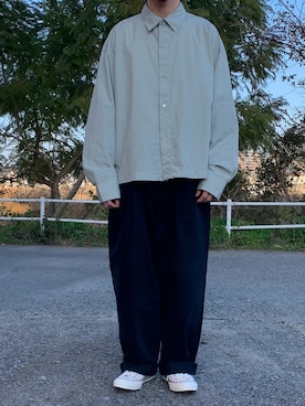 「Graphpaper（グラフペーパー）のアイテム（チノパンツ）」を使った、k_u_nioさん（メンズ・171cm）の冬コーディネート