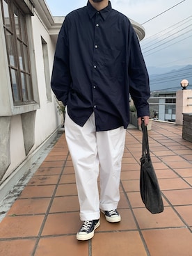 「Graphpaper（グラフペーパー）のアイテム（チノパンツ）」を使った、k_u_nioさん（メンズ・171cm）の冬コーディネート