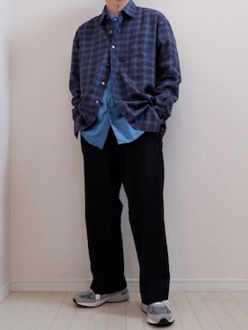 「シャツオンシャツ」｜「アイテム（その他）」を使った、taigaさん（メンズ・165cm）の秋コーディネート