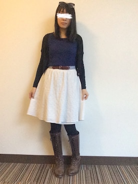 「blue」｜「アイテム（タイツ/ストッキング）」を使った、Lucyさん（レディース・168cm）の冬コーディネート