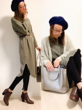 「シルバー」｜「アイテム（ハンチング/ベレー帽）」を使った、kanaaaaacoさん（レディース・169cm）の冬コーディネート