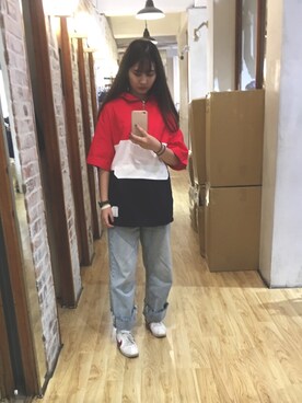 「5（ファイブ）のアイテム（トップス）」を使った、YJuiさん（レディース・164cm）の春コーディネート