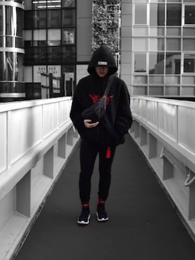 「H&M（エイチ・アンド・エム）のアイテム（ボディバッグ/ウエストポーチ）」を使った、柴丸さん（メンズ・170cm）の秋コーディネート