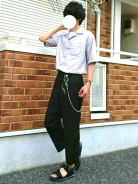 「パープル×黒」｜「アイテム（財布/小物）」を使った、shin さん（メンズ・178cm）の夏コーディネート