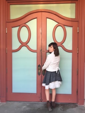 「ユニバ」｜「アイテム（ライダースジャケット）」を使った、Renさん（レディース・152cm）の冬コーディネート