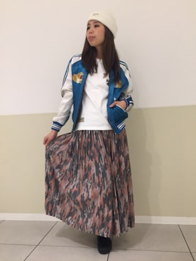 「春物」｜「アイテム（ブルゾン）」を使った、kinukaさん（レディース・157cm）の冬コーディネート