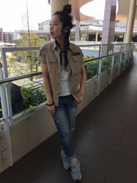 「TYPE BLUE（タイプブルー）のアイテム（パンツ）」を使った、kinukaさん（レディース・157cm）の春コーディネート