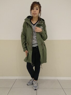 「アイテム（モッズコート）」を使った、kinukaさん（レディース・157cm）の秋コーディネート