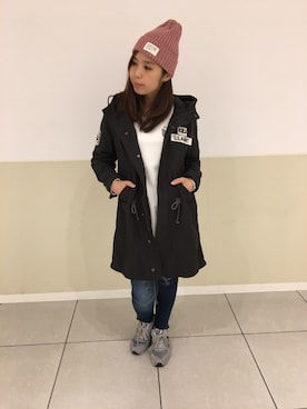 「アイテム（モッズコート）」を使った、kinukaさん（レディース・157cm）の秋コーディネート