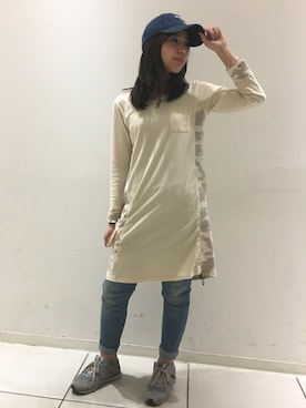 「ワンピース×デニム」｜kinukaさん（レディース・157cm）の冬コーディネート