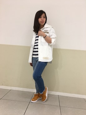 「フードシャツ」｜kinukaさん（レディース・157cm）の冬コーディネート