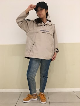 「新作」｜「アイテム（マウンテンパーカー）」を使った、kinukaさん（レディース・157cm）の夏コーディネート