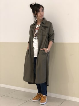「新作」｜「アイテム（シャツワンピース）」を使った、kinukaさん（レディース・157cm）の夏コーディネート