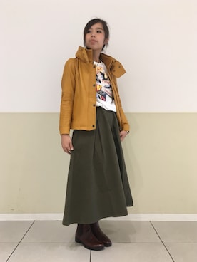 「アイテム（ライダースジャケット）」を使った、kinukaさん（レディース・157cm）の夏コーディネート
