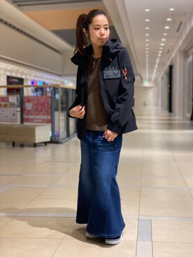 「新作」｜「アイテム（ミリタリージャケット）」を使った、kinukaさん（レディース・157cm）の冬コーディネート