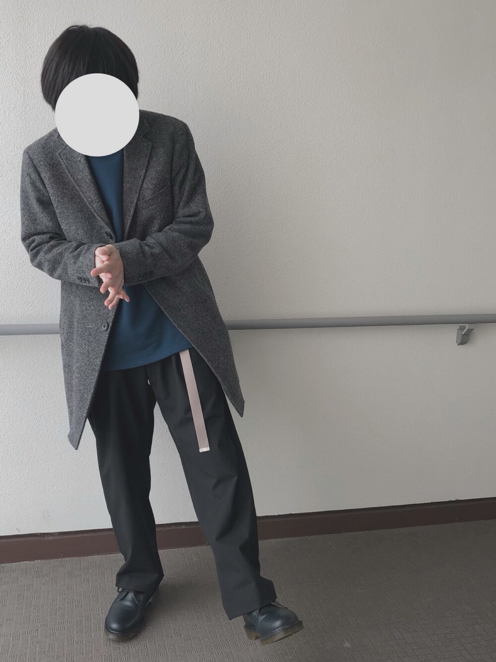 「あけましておめでとうございます！、冬コーデ、低身長、高校生」｜「LIDNMのシルキーナイロンロングベルト（ベルト、グレー系）」を使った、LiRpAさん（メンズ・160cm）の冬コーディネートの1枚目の写真