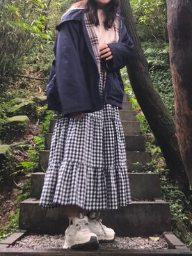 「5（ファイブ）のアイテム（スカート）」を使った、灰さん（レディース・158cm）の秋コーディネート