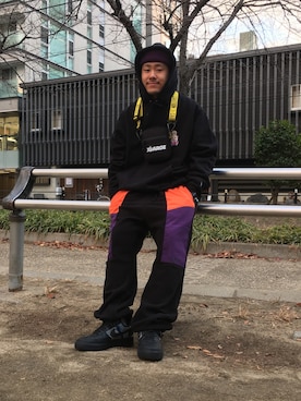 「FR2」｜「アイテム（ニットキャップ/ビーニー）」を使った、山直 悠一郎さん（メンズ・175cm）の春コーディネート