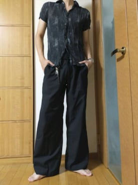 「jiggys shop（ジギーズショップ）のアイテム（スラックス）」を使った、ゆう【相互フォロー】さん（メンズ・184cm）の秋コーディネート