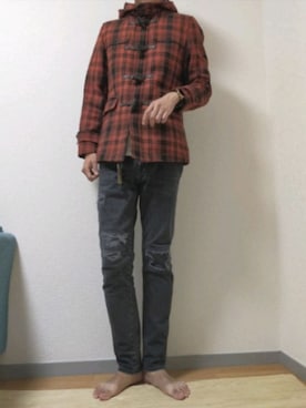 「COMME CA ISM（コムサイズム）のアイテム（ダッフルコート）」を使った、ゆう【相互フォロー】さん（メンズ・184cm）の冬コーディネート