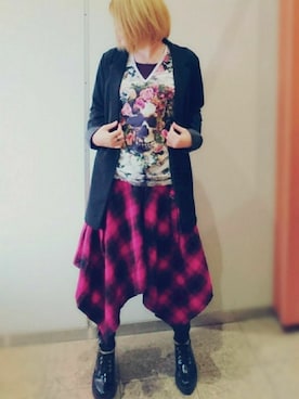 「夢展望（ユメテンボウ）のアイテム（ジャケット/アウター）」を使った、kaguyaさん（レディース・154cm）の冬コーディネート