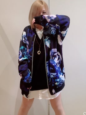 「バラ柄」｜「アイテム（ブルゾン）」を使った、kaguyaさん（レディース・150cm）の春コーディネート