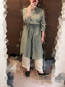 「ピスタチオ」｜「アイテム（シャツワンピース）」を使った、𝕞𝕒𝕣𝕦さん（レディース・160cm）の春コーディネート