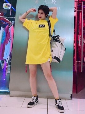 「アイテム（バックパック/リュック、シルバー系）」を使った、☀️超级玛丽さん（レディース・162cm）の夏コーディネート