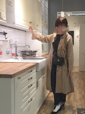 「KBF（ケイビーエフ）のドレスコート（その他アウター、ベージュ系）」を使った、 か  ず  さん（レディース・163cm）の春コーディネート