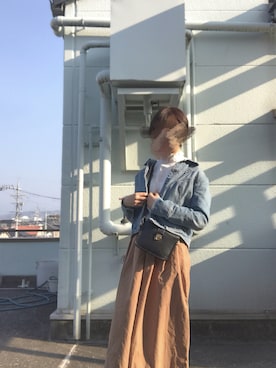 「MERLOT（メルロー）のフリルハイネックバルーン袖シャーリング使いブラウス1412-1324（シャツ/ブラウス、ホワイト系）」を使った、 か  ず  さん（レディース・163cm）の春コーディネート