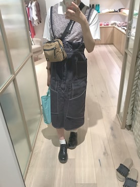 「ehka sopo（エヘカソポ）のアイテム（Tシャツ/カットソー、ホワイト系）」を使った、 か  ず  さん（レディース・163cm）の夏コーディネート