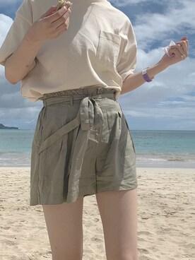 「American Eagle（アメリカンイーグル）のアイテム（パンツ、グリーン系）」を使った、 か  ず  さん（レディース・163cm）の春コーディネート