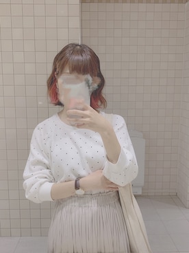 「Kastane（カスタネ）のワッフルドットロンT（Tシャツ/カットソー、ホワイト系）」を使った、 か  ず  さん（レディース・163cm）の春コーディネート